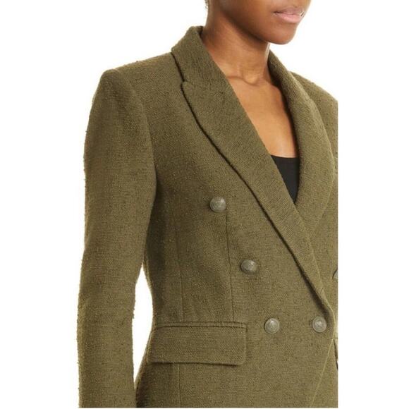 L’agence Kenzie Double Breasted Boucle Blazer in Ivy 14 - Picture 7 of 11